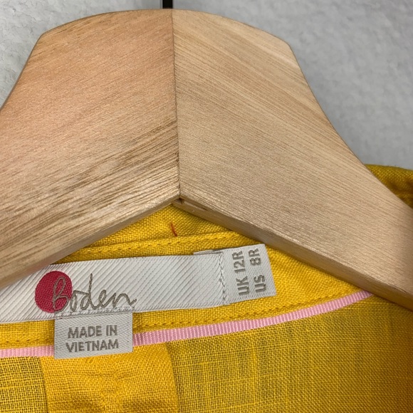 BODEN yellow linen long sleeve button down shirt - Picture 3 of 8
